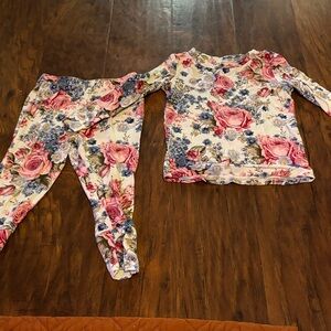Posh Peanut Floral Kids Pajama Set - Pink and Blue